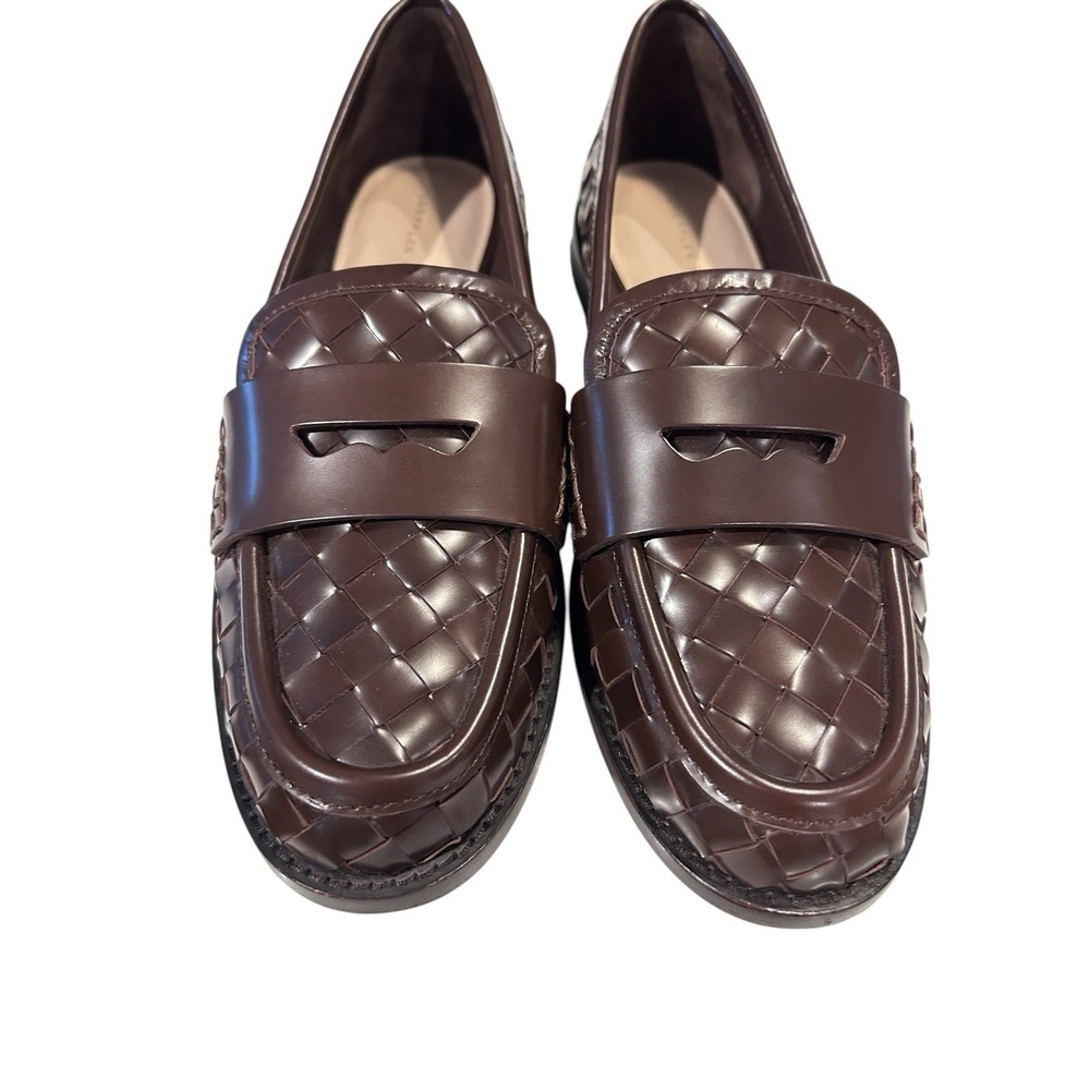 Loeffler Randall Rachel Espresso Brown Woven Leather Loafer Size 7 Heritage - Picture 3 of 14